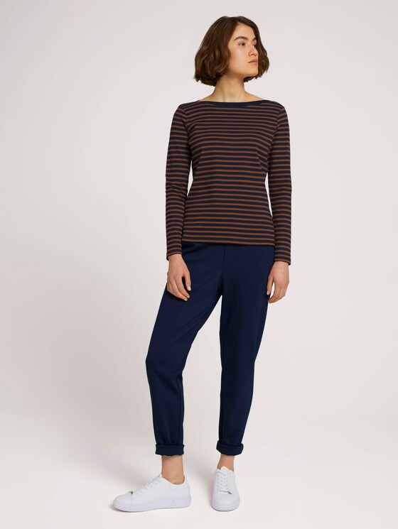 Gestreiftes Langarmshirt mit Bio-Baumwolle - Frauen - blue brown stripe Gestreiftes Langarmshirt mit Bio-Baumwolle - Frauen - blue brown stripe - 3 - TOM TAILOR Denim