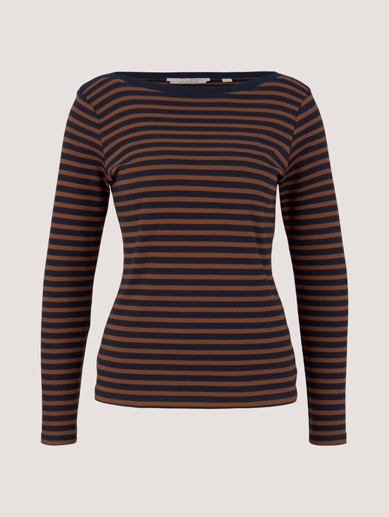 Gestreiftes Langarmshirt mit Bio-Baumwolle - Frauen - blue brown stripe Gestreiftes Langarmshirt mit Bio-Baumwolle - Frauen - blue brown stripe - 7 - TOM TAILOR Denim