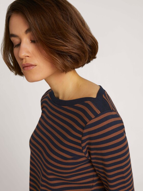 Gestreiftes Langarmshirt mit Bio-Baumwolle - Frauen - blue brown stripe Gestreiftes Langarmshirt mit Bio-Baumwolle - Frauen - blue brown stripe - 9 - TOM TAILOR Denim