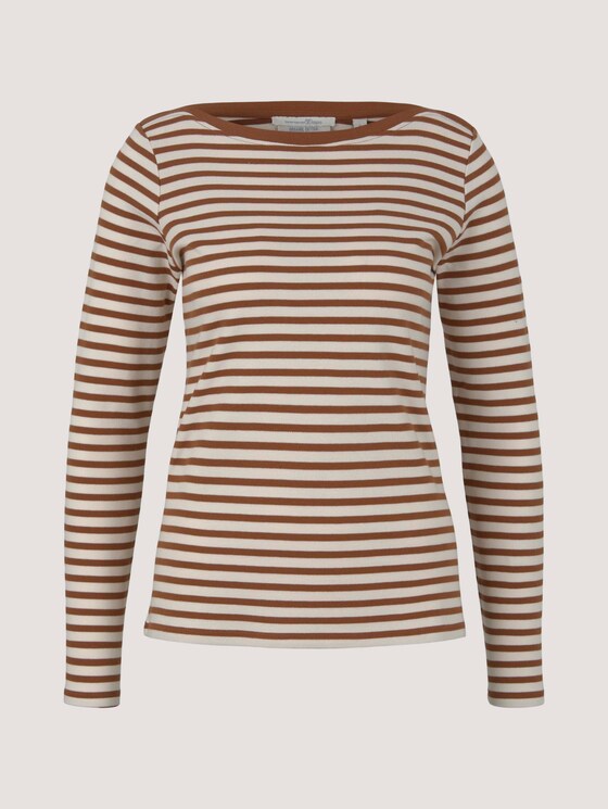 Gestreiftes Langarmshirt mit Bio-Baumwolle - Frauen - white brown stripe Gestreiftes Langarmshirt mit Bio-Baumwolle - Frauen - white brown stripe - 7 - TOM TAILOR Denim
