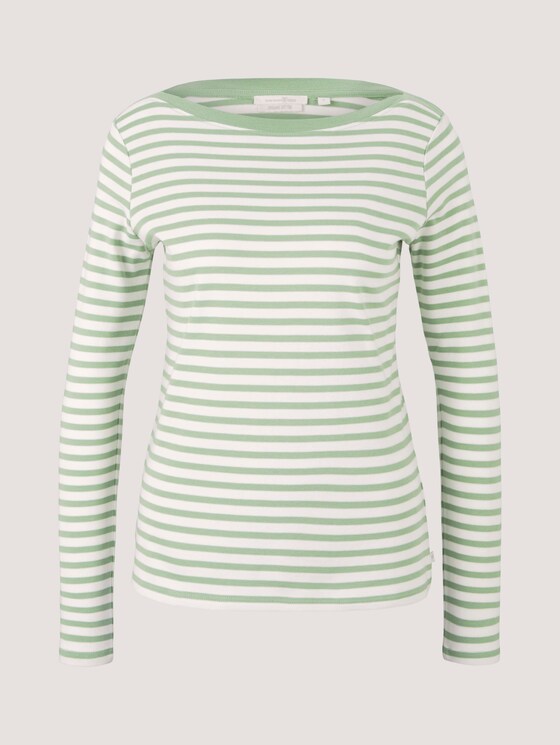 Gestreiftes Langarmshirt mit Bio-Baumwolle - Frauen - green white stripe Gestreiftes Langarmshirt mit Bio-Baumwolle - Frauen - green white stripe - 7 - TOM TAILOR Denim