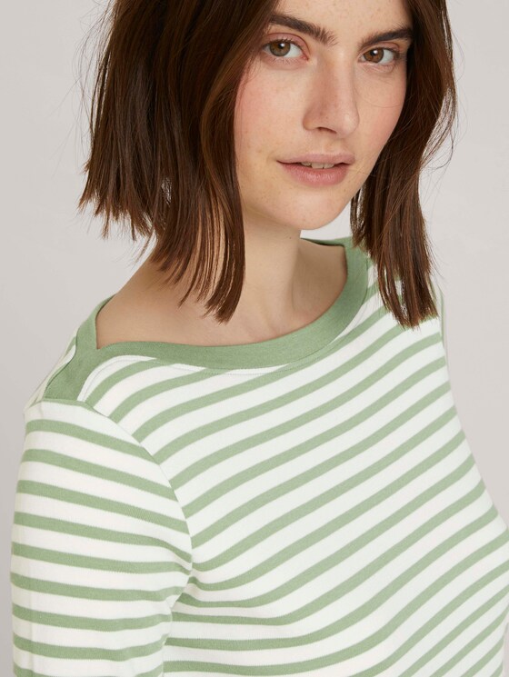 Gestreiftes Langarmshirt mit Bio-Baumwolle - Frauen - green white stripe Gestreiftes Langarmshirt mit Bio-Baumwolle - Frauen - green white stripe - 9 - TOM TAILOR Denim