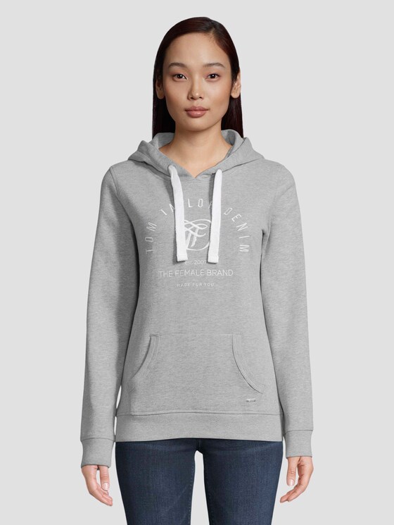 Hoodie mit Print - Frauen - Light Silver Grey Mélange Hoodie mit Print - Frauen - Light Silver Grey Mélange - 1 - TOM TAILOR Denim