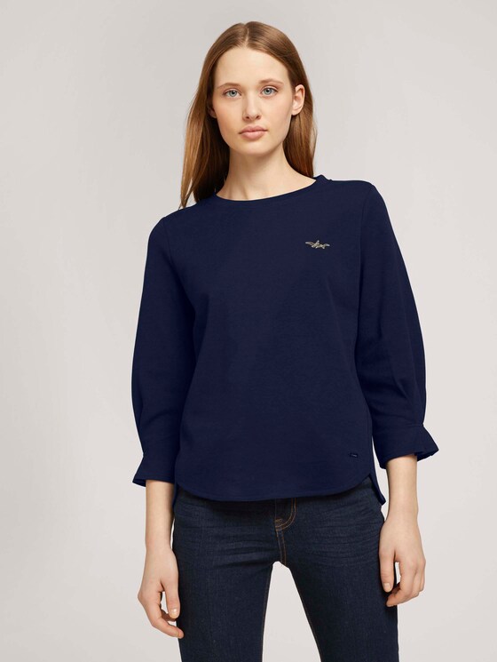 Sweatshirt mit Ärmeldetail mit Bio-Baumwolle - Frauen - Sky Captain Blue Sweatshirt mit Ärmeldetail mit Bio-Baumwolle - Frauen - Sky Captain Blue - 1 - TOM TAILOR Denim