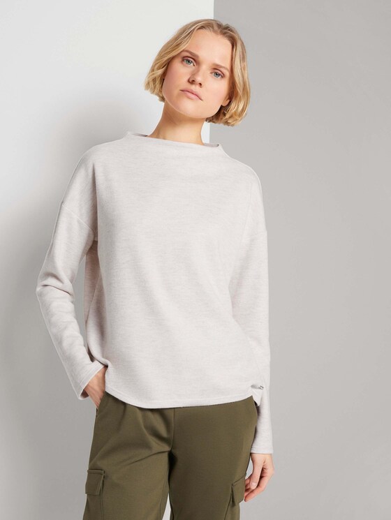 Sweatshirt mit kurzem Stehkragen - Frauen - creme beige melange Sweatshirt mit kurzem Stehkragen - Frauen - creme beige melange - 1 - TOM TAILOR Denim