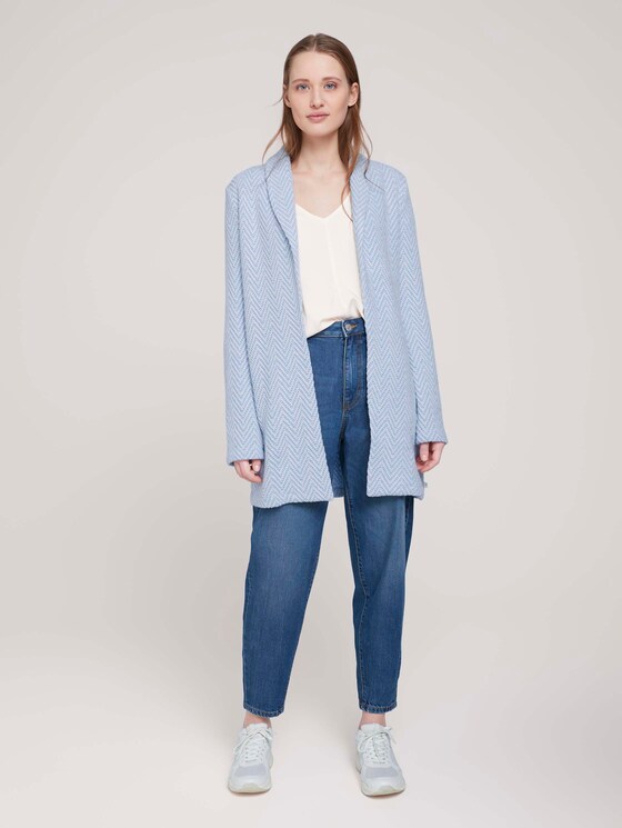 strukturierter Cardigan - Frauen - mid blue white structure strukturierter Cardigan - Frauen - mid blue white structure - 3 - TOM TAILOR Denim