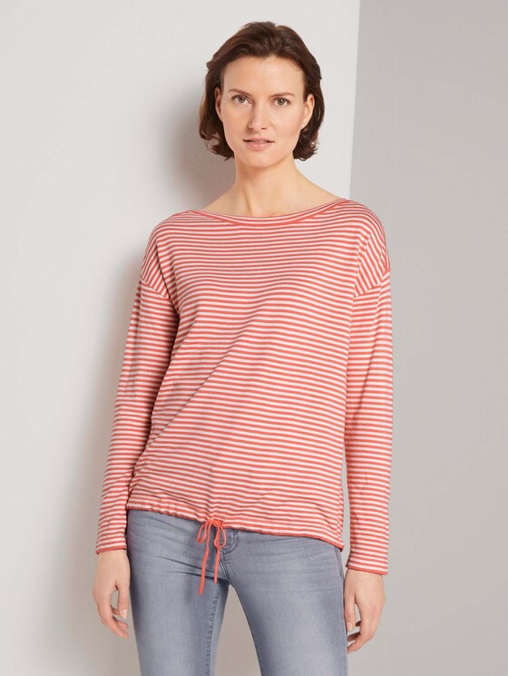 Gestreifter Pullover mit LENZING™ ECOVERO™ - Frauen - peach offwhite striped Gestreifter Pullover mit LENZING™ ECOVERO™ - Frauen - peach offwhite striped - 1 - TOM TAILOR