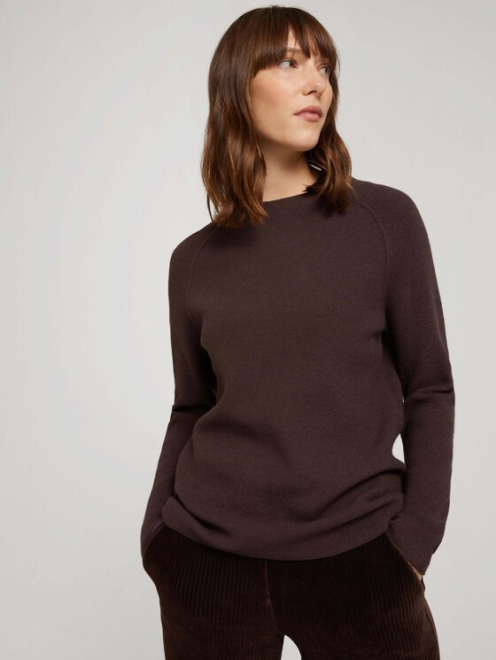 Pullover mit Raglanärmeln - Frauen - java dark brown - 5 - TOM TAILOR