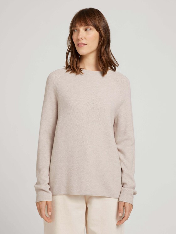 Pullover mit Raglanärmeln - Frauen - cold beige melange Pullover mit Raglanärmeln - Frauen - cold beige melange - 1 - TOM TAILOR