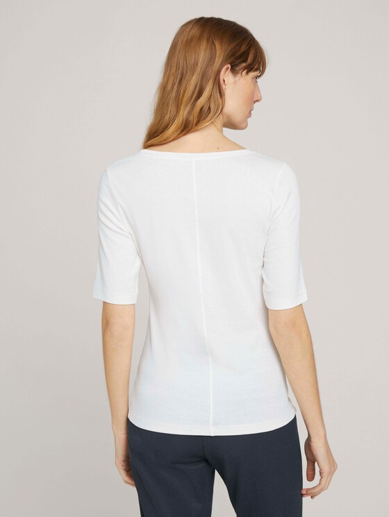 Basic T-Shirt mit Bio-Baumwolle - Frauen - Whisper White Basic T-Shirt mit Bio-Baumwolle - Frauen - Whisper White - 2 - TOM TAILOR