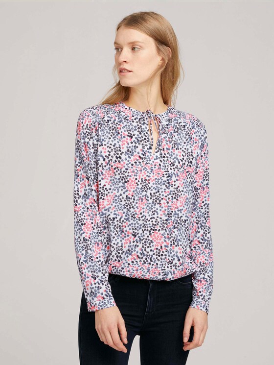 Gemusterte Bluse mit LENZINGTM ECOVEROTM - Frauen - white multicolor flower design Gemusterte Bluse mit LENZINGTM ECOVEROTM - Frauen - white multicolor flower design - 1 - TOM TAILOR