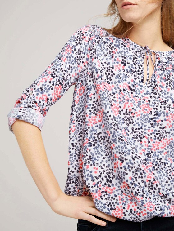 Gemusterte Bluse mit LENZINGTM ECOVEROTM - Frauen - white multicolor flower design Gemusterte Bluse mit LENZINGTM ECOVEROTM - Frauen - white multicolor flower design - 10 - TOM TAILOR