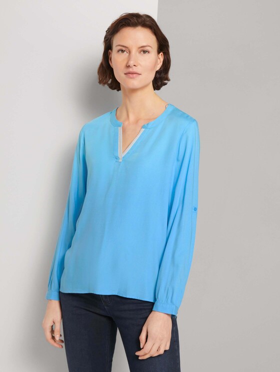 Bluse mit LENZING™ ECOVERO™ - Frauen - Clear Light Blue Bluse mit LENZING™ ECOVERO™ - Frauen - Clear Light Blue - 1 - TOM TAILOR