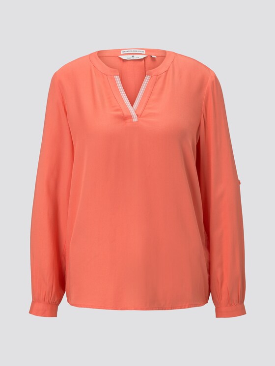 Pleated blouse made with LENZINGTM ECOVEROTM - Women - strong peach tone Pleated blouse made with LENZINGTM ECOVEROTM - Women - strong peach tone - 7 - TOM TAILOR