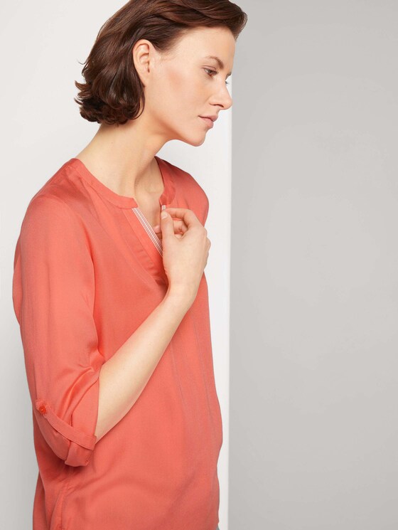 Pleated blouse made with LENZINGTM ECOVEROTM - Women - strong peach tone Pleated blouse made with LENZINGTM ECOVEROTM - Women - strong peach tone - 9 - TOM TAILOR