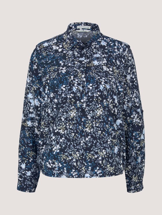 Hemdbluse mit LENZING™ ECOVERO™ und Turn-Up Ärmel - Frauen - navy yellow flower design Hemdbluse mit LENZING™ ECOVERO™ und Turn-Up Ärmel - Frauen - navy yellow flower design - 7 - TOM TAILOR