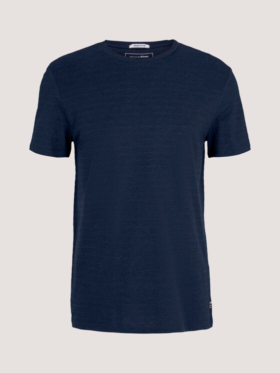 textured t-shirt with organic cotton - Men - Sky Captain Blue Non-Solid textured t-shirt with organic cotton - Men - Sky Captain Blue Non-Solid - 7 - TOM TAILOR Denim