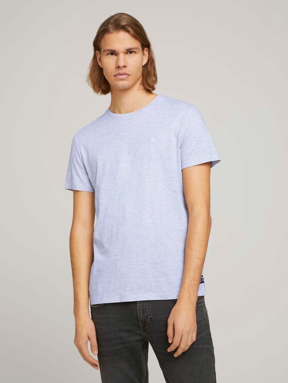 textured t-shirt with organic cotton - Men - Light Stone Grey Melange textured t-shirt with organic cotton - Men - Light Stone Grey Melange - 1 - TOM TAILOR Denim