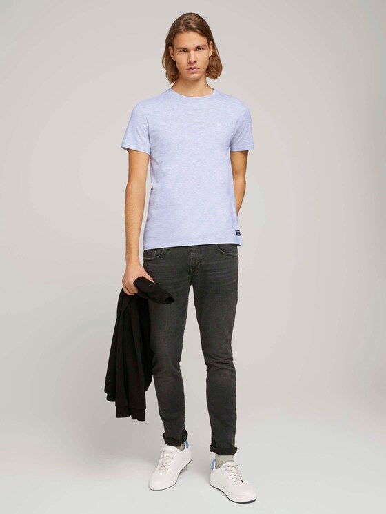 textured t-shirt with organic cotton - Men - Light Stone Grey Melange textured t-shirt with organic cotton - Men - Light Stone Grey Melange - 3 - TOM TAILOR Denim