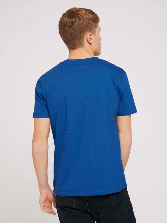 strukturiertes T-Shirt mit Bio-Baumwolle - Männer - Shiny Royal Non Solid strukturiertes T-Shirt mit Bio-Baumwolle - Männer - Shiny Royal Non Solid - 2 - TOM TAILOR Denim