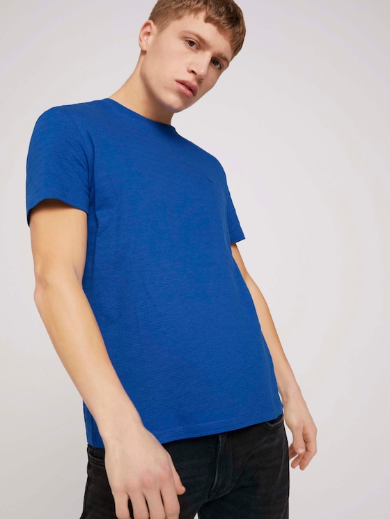 strukturiertes T-Shirt mit Bio-Baumwolle - Männer - Shiny Royal Non Solid strukturiertes T-Shirt mit Bio-Baumwolle - Männer - Shiny Royal Non Solid - 5 - TOM TAILOR Denim