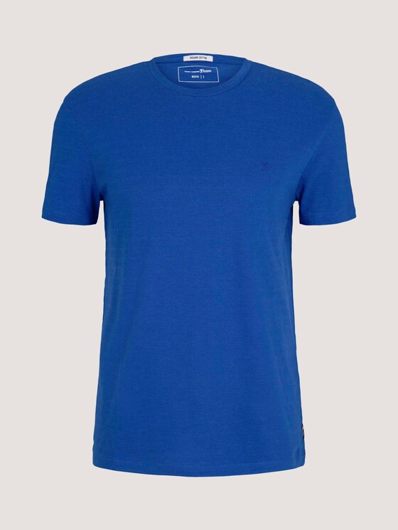 strukturiertes T-Shirt mit Bio-Baumwolle - Männer - Shiny Royal Non Solid strukturiertes T-Shirt mit Bio-Baumwolle - Männer - Shiny Royal Non Solid - 7 - TOM TAILOR Denim