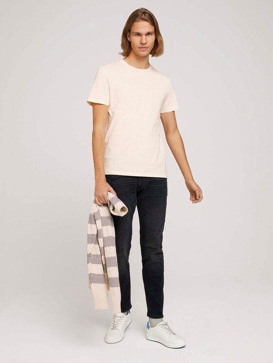 structured T-shirt made with organic cotton - Men - soft beige melange structured T-shirt made with organic cotton - Men - soft beige melange - 3 - TOM TAILOR Denim