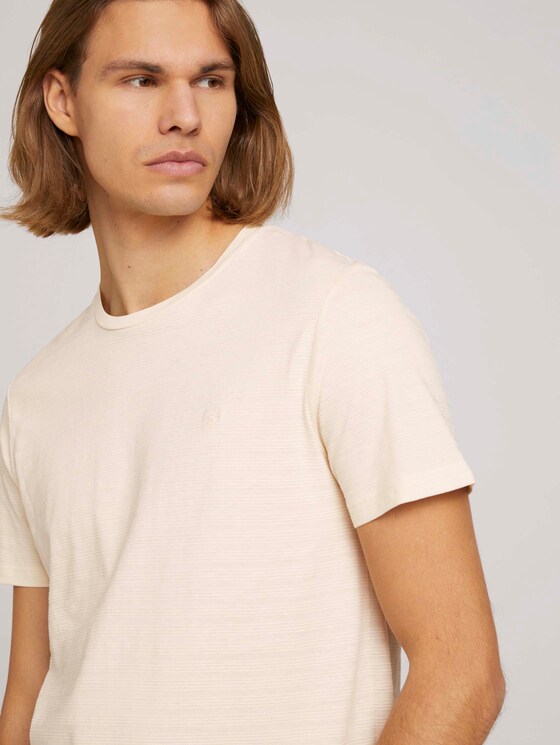 structured T-shirt made with organic cotton - Men - soft beige melange structured T-shirt made with organic cotton - Men - soft beige melange - 9 - TOM TAILOR Denim
