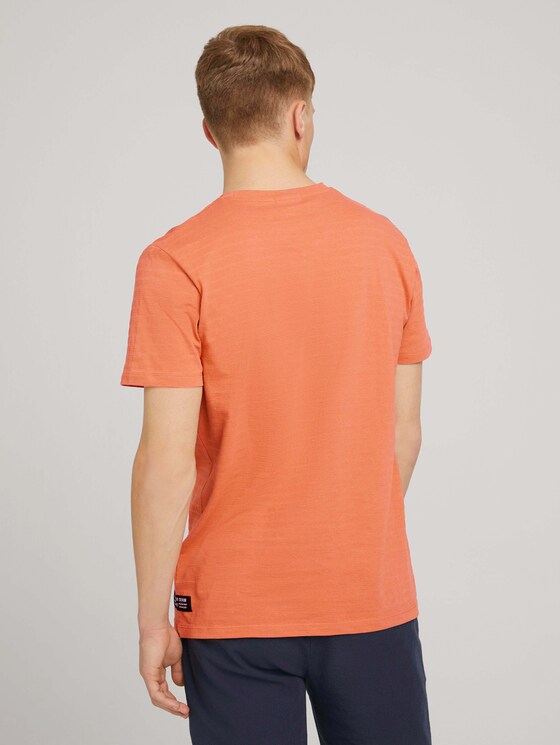 strukturiertes T-Shirt mit Bio-Baumwolle - Männer - orange lobster melange strukturiertes T-Shirt mit Bio-Baumwolle - Männer - orange lobster melange - 2 - TOM TAILOR Denim