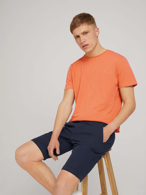 strukturiertes T-Shirt mit Bio-Baumwolle   - Männer - orange lobster melange - 5 - TOM TAILOR Denim