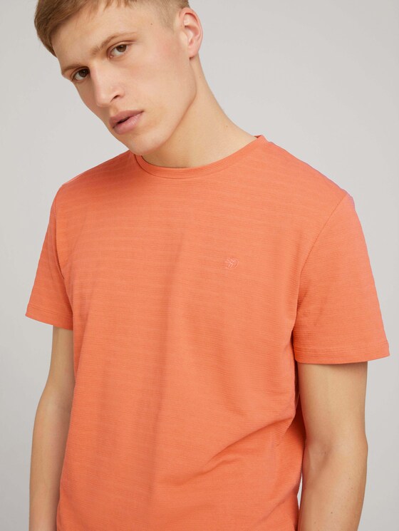 strukturiertes T-Shirt mit Bio-Baumwolle - Männer - orange lobster melange strukturiertes T-Shirt mit Bio-Baumwolle - Männer - orange lobster melange - 9 - TOM TAILOR Denim