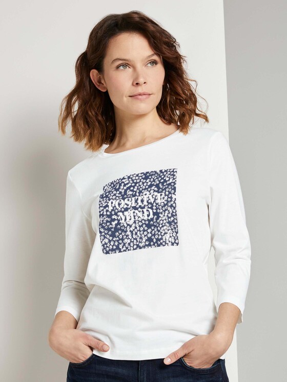 Fotoprint Langarmshirt mit Bio-Baumwolle - Frauen - Whisper White Fotoprint Langarmshirt mit Bio-Baumwolle - Frauen - Whisper White - 1 - TOM TAILOR