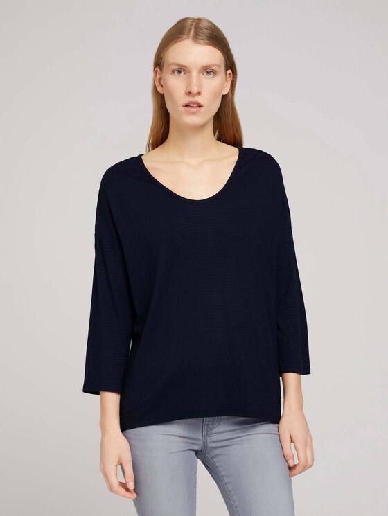 Strukturiertes Shirt im Loose Fit mit LENZINGTM ECOVEROTM - Frauen - Sky Captain Blue Strukturiertes Shirt im Loose Fit mit LENZINGTM ECOVEROTM - Frauen - Sky Captain Blue - 1 - TOM TAILOR