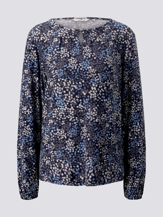 Gemustertes Blusenshirt mit LENZING™ ECOVERO™ - Frauen - navy multicolor flower design Gemustertes Blusenshirt mit LENZING™ ECOVERO™ - Frauen - navy multicolor flower design - 7 - TOM TAILOR