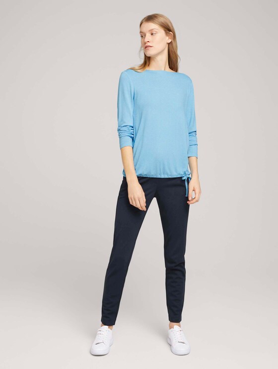 Gestreiftes Langarmshirt - Frauen - Clear Light Blue Melange Gestreiftes Langarmshirt - Frauen - Clear Light Blue Melange - 3 - TOM TAILOR