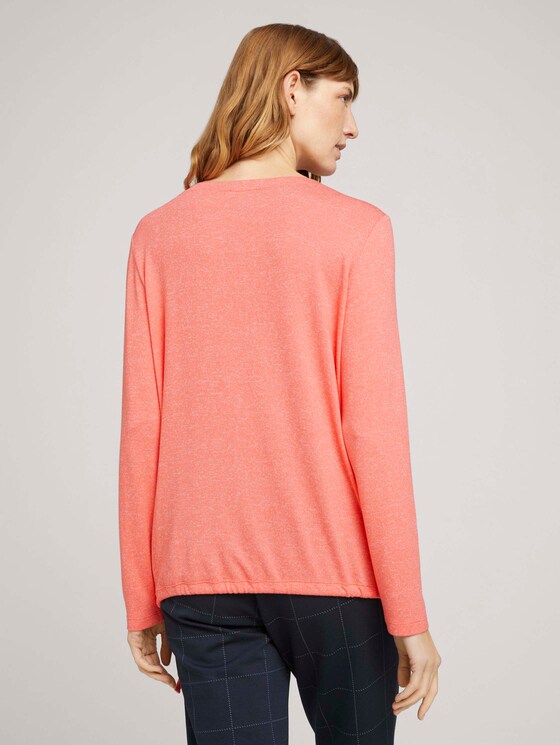 Gestreiftes Langarmshirt - Frauen - strong peach melange Gestreiftes Langarmshirt - Frauen - strong peach melange - 2 - TOM TAILOR