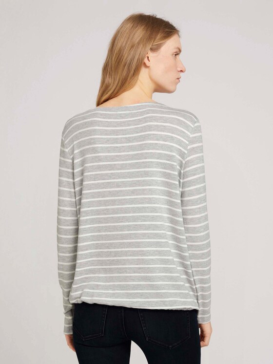 Gestreiftes Langarmshirt - Frauen - grey melange offwhite stripe Gestreiftes Langarmshirt - Frauen - grey melange offwhite stripe - 2 - TOM TAILOR