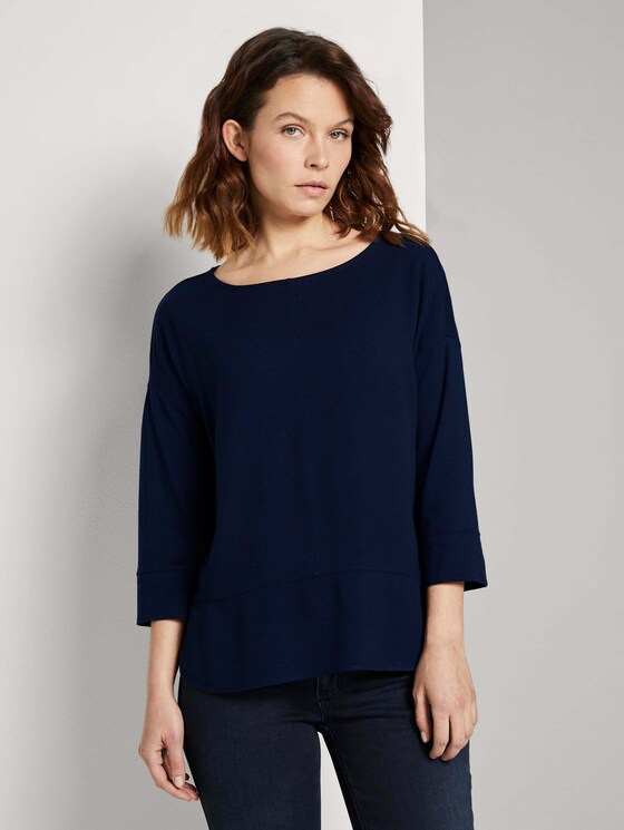 Loose Fit Shirt im Materialmix - Frauen - Sky Captain Blue Loose Fit Shirt im Materialmix - Frauen - Sky Captain Blue - 1 - TOM TAILOR