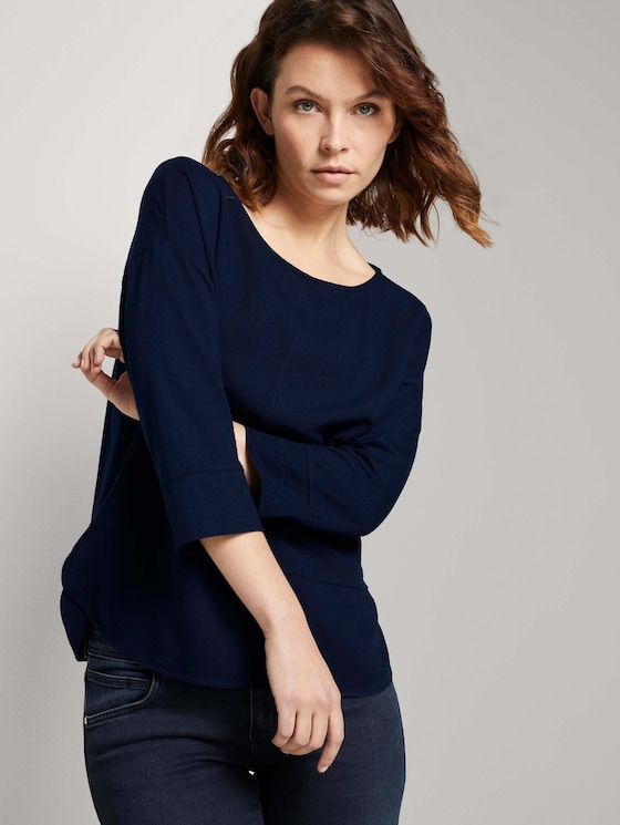 Loose Fit Shirt im Materialmix - Frauen - Sky Captain Blue Loose Fit Shirt im Materialmix - Frauen - Sky Captain Blue - 5 - TOM TAILOR