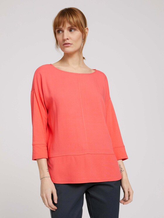 Loose Fit Shirt im Materialmix - Frauen - strong peach tone Loose Fit Shirt im Materialmix - Frauen - strong peach tone - 1 - TOM TAILOR