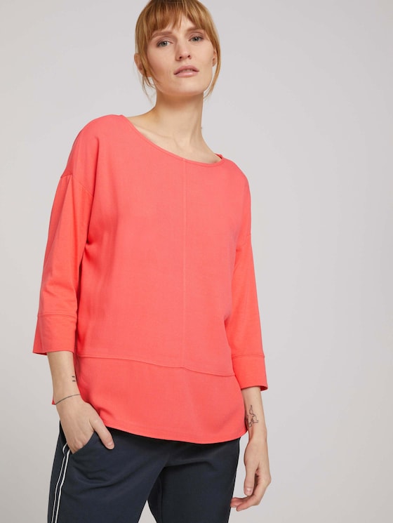 Loose Fit Shirt im Materialmix - Frauen - strong peach tone Loose Fit Shirt im Materialmix - Frauen - strong peach tone - 5 - TOM TAILOR