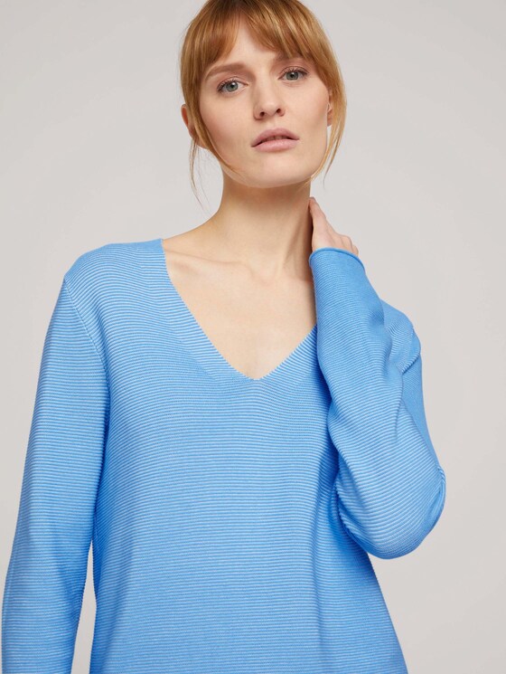 Strukturierter Pullover mit Bio-Baumwolle - Frauen - Clear Light Blue Strukturierter Pullover mit Bio-Baumwolle - Frauen - Clear Light Blue - 10 - TOM TAILOR
