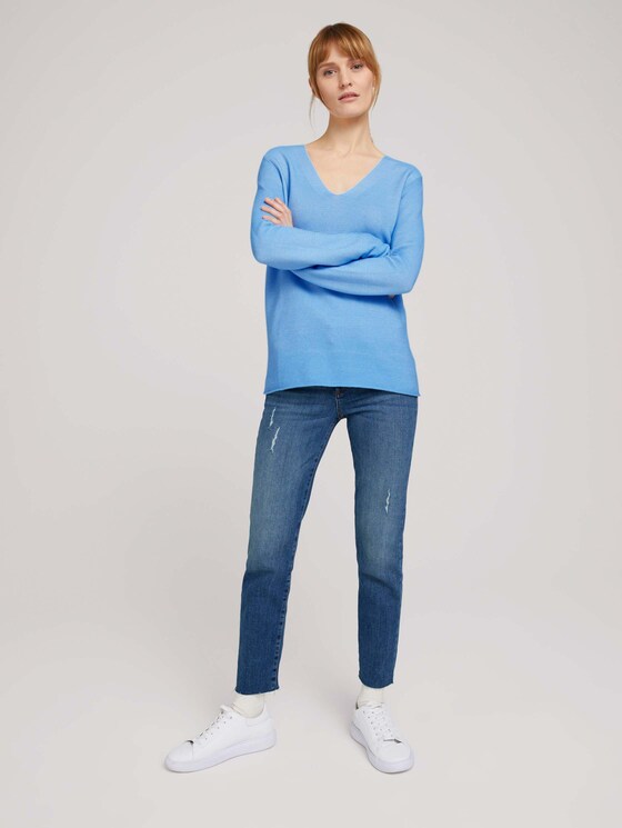 Strukturierter Pullover mit Bio-Baumwolle - Frauen - Clear Light Blue Strukturierter Pullover mit Bio-Baumwolle - Frauen - Clear Light Blue - 3 - TOM TAILOR