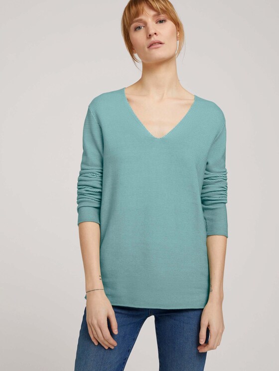 Strukturierter Pullover mit Bio-Baumwolle - Frauen - soft leaf green Strukturierter Pullover mit Bio-Baumwolle - Frauen - soft leaf green - 5 - TOM TAILOR