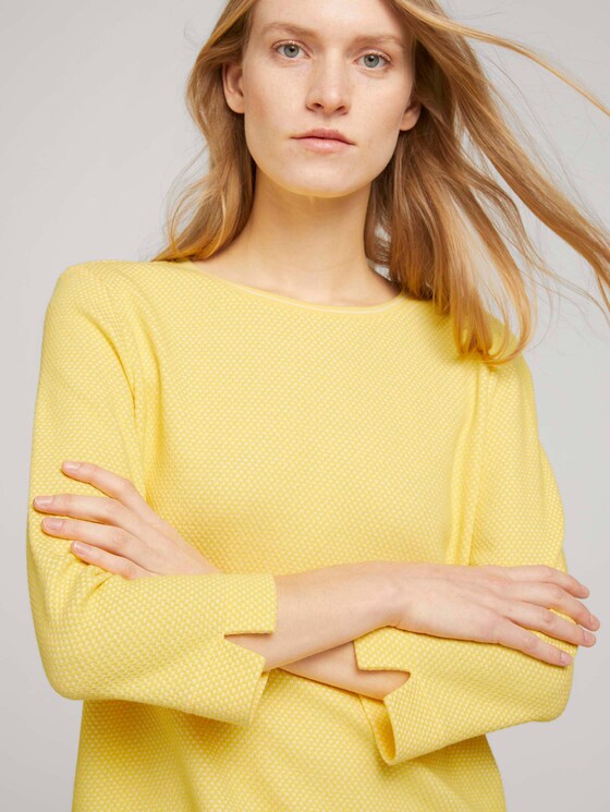 Strukturiertes Sweatshirt mit Seitenschlitzen - Frauen - yellow white mini structure Strukturiertes Sweatshirt mit Seitenschlitzen - Frauen - yellow white mini structure - 10 - TOM TAILOR
