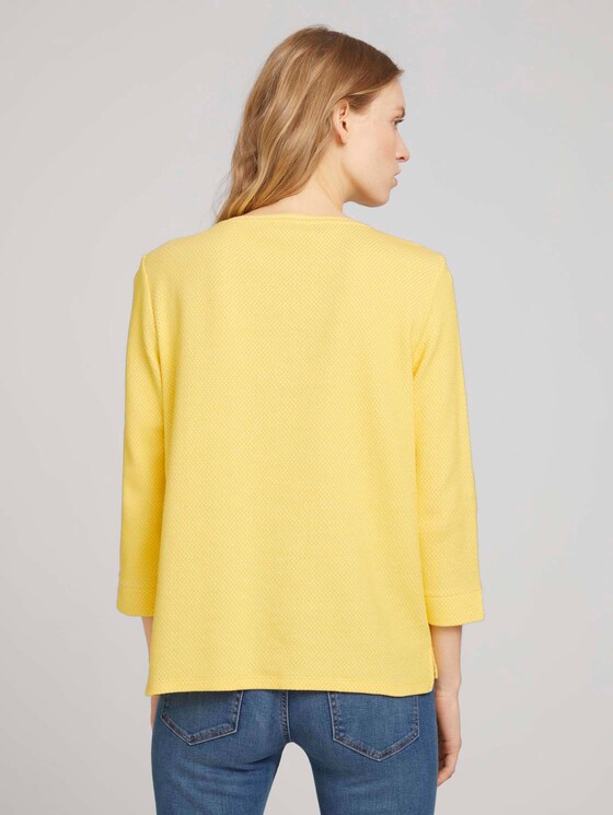Strukturiertes Sweatshirt mit Seitenschlitzen - Frauen - yellow white mini structure Strukturiertes Sweatshirt mit Seitenschlitzen - Frauen - yellow white mini structure - 2 - TOM TAILOR