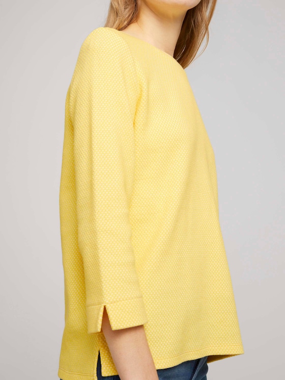 Strukturiertes Sweatshirt mit Seitenschlitzen - Frauen - yellow white mini structure Strukturiertes Sweatshirt mit Seitenschlitzen - Frauen - yellow white mini structure - 9 - TOM TAILOR