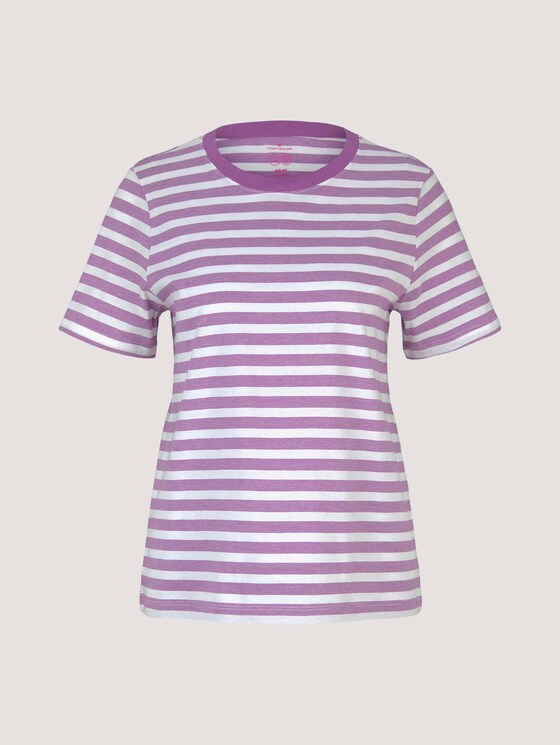 Gestreiftes T-Shirt mit Bio-Baumwolle - Frauen - lilac offwhite stripe Gestreiftes T-Shirt mit Bio-Baumwolle - Frauen - lilac offwhite stripe - 7 - TOM TAILOR