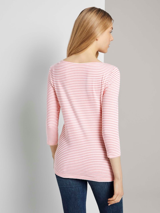 Gestreiftes Shirt mit kleiner Stickerei - Frauen - white peach small stripe Gestreiftes Shirt mit kleiner Stickerei - Frauen - white peach small stripe - 2 - TOM TAILOR