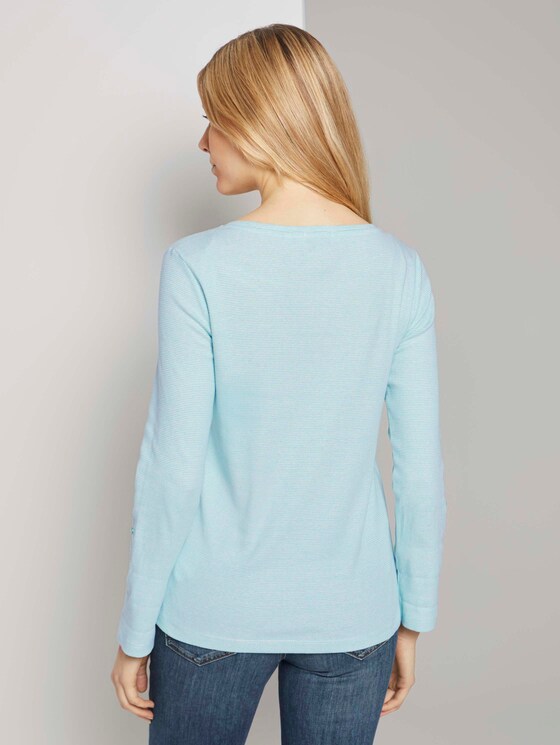 Gestreiftes Henley Shirt - Frauen - offwhite green small stripe Gestreiftes Henley Shirt - Frauen - offwhite green small stripe - 2 - TOM TAILOR
